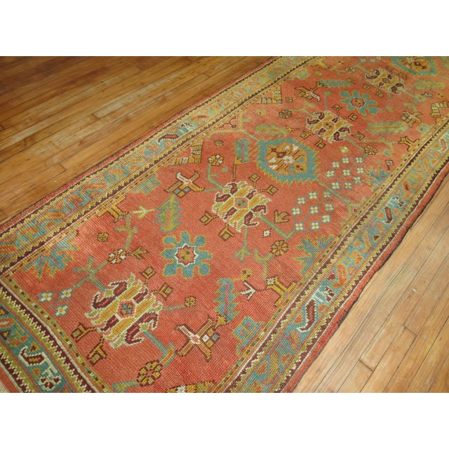 Arts & Crafts Antique Zabihi Collection Turkish Oushak Runner - 4' x 14'9" For Sale - Image 3 of 12