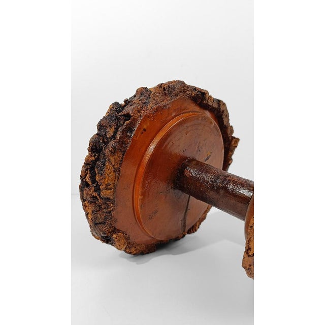 Vintage Rustic Handcrafted Wooden Pedestal Bowl in the style of Mountain Folk Art, 1950s For Sale - Image 10 of 18