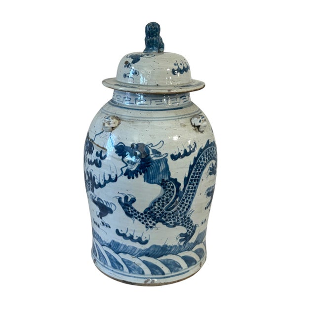 Ceramic Large Chinoiserie Dancing Dragons Ginger Jar 18" H For Sale - Image 7 of 10