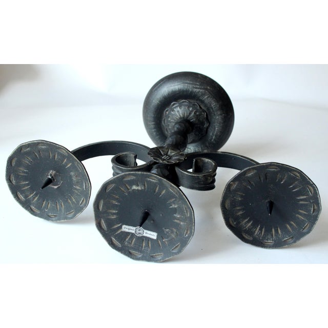 1950s Wrought Iron Candle Holder 3 Arms by Heibi - Vintage For Sale - Image 5 of 8