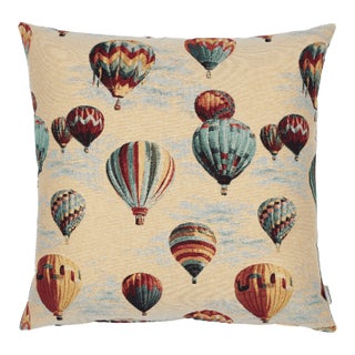 Hot Air Balloons Woven Cushion With Fibre Filler - 55x55cm (22"x22") For Sale