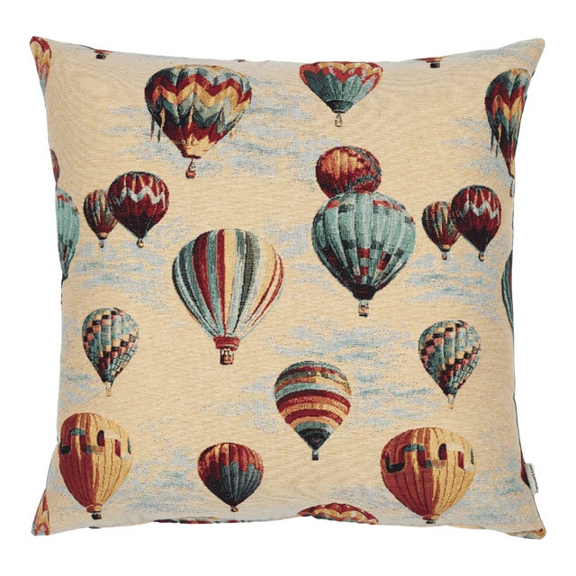 Hot Air Balloons Woven Cushion With Fibre Filler - 55x55cm (22"x22") For Sale