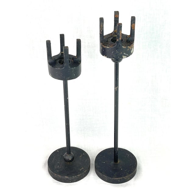 Modern Gothic Medieval Cast Iron Candle Holders - Pair of 2 For Sale In Washington DC - Image 6 of 13