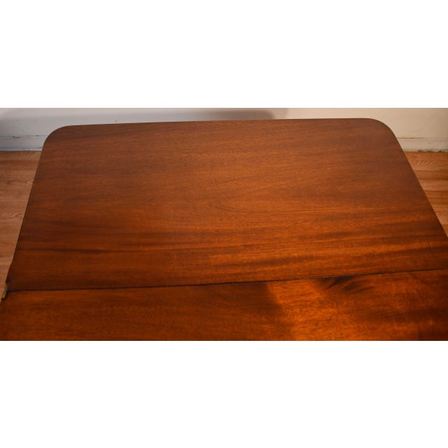 1910s Antique American Empire Solid Mahogany Flip-Top Game Table / Console Table For Sale - Image 16 of 18
