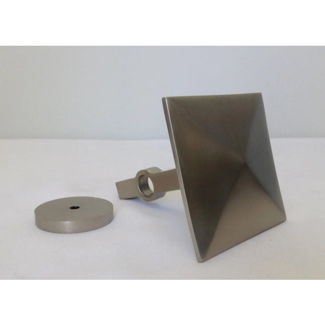 Silver Vintage C.1990's German Blome' (Mfr) "To the Trade," Industry Industrial Brushed Nickel Diamond Point Front Tieback For Sale - Image 8 of 11