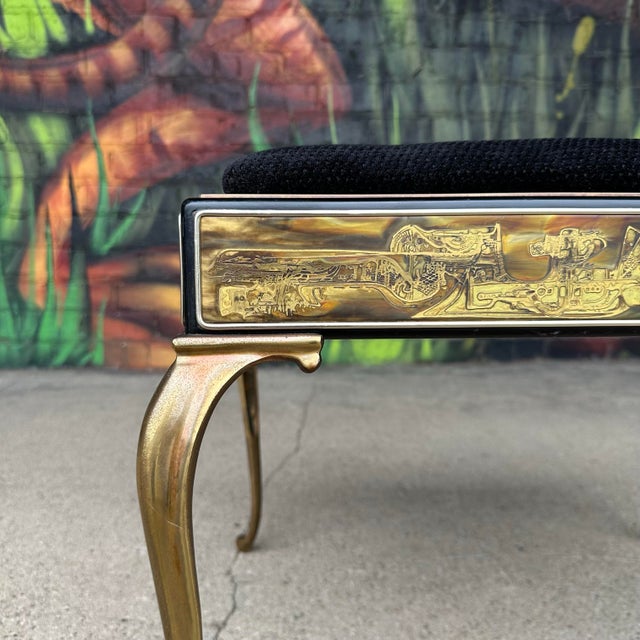 Mid-Century Modern Acid Etched Mastercraft Ottoman by Bernhard Rohne Mid-Century Modern For Sale - Image 3 of 12