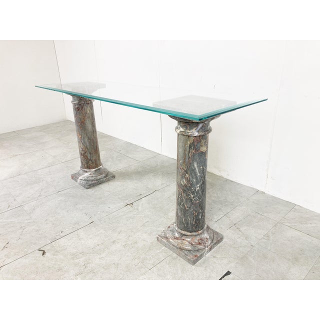 Glass Vintage Marble Console Table, 1960s For Sale - Image 7 of 11
