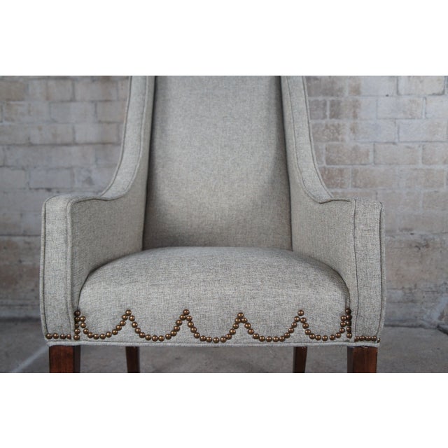 Late 20th Century Universal Furniture Hepplewhite Style Modern Gray Slipper Arm Chair Nailhead For Sale - Image 10 of 11