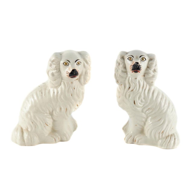 Antique Victorian White Staffordshire Dogs, 1890, Set of 2 For Sale - Image 6 of 6