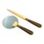 Gump's Tiger's Eye & Brass Magnifying Glass / Letter Opener Set For Sale