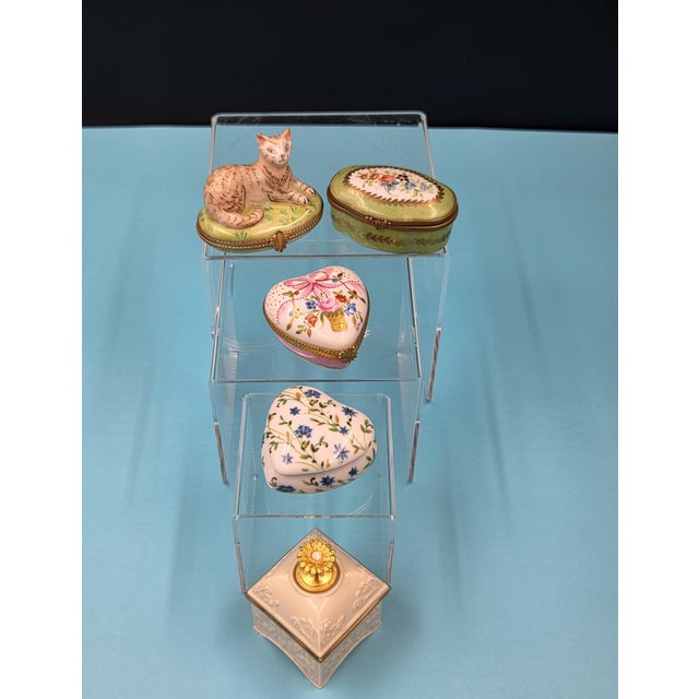 Vintage Curated Collection Fine Porcelain Trinket Boxes Featuring Tiffany & Co., Limoges & Lenox- Set of 5 For Sale - Image 17 of 18