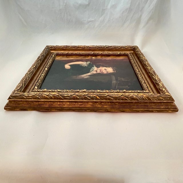 Wood Philipp Hoyall Oil Over-Painted Chromolithograph, Meditating Mischief For Sale - Image 7 of 12