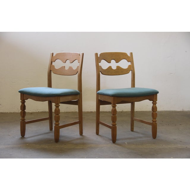 Danish Brutalist Oak Razorblade Dining Chairs attributed to Henning Kjærnulf, 1960s, Set of 6 For Sale - Image 4 of 15