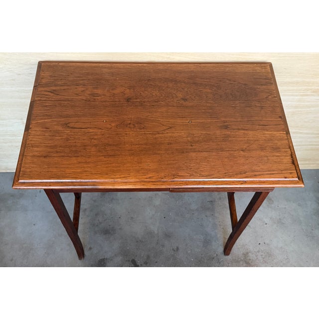 Late 19th Century Spanish Baroque Dark Walnut Work Side Table With Drawer, Restored For Sale - Image 9 of 15