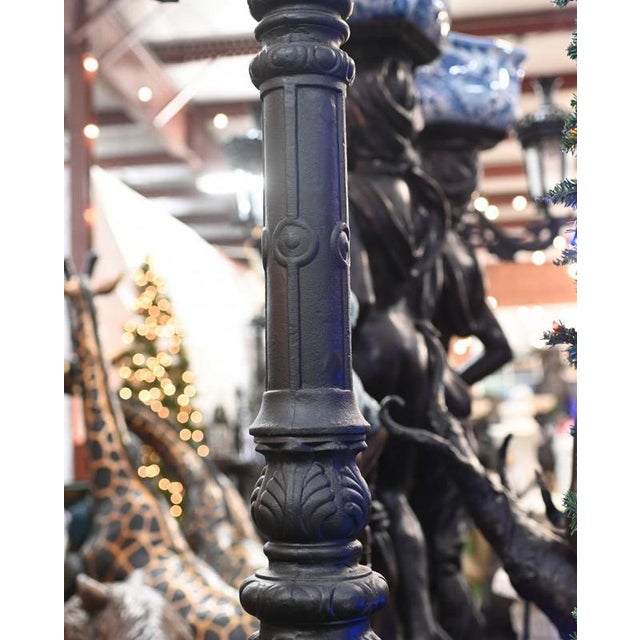 French Cast Iron Street Lamp with Lion For Sale - Image 3 of 11