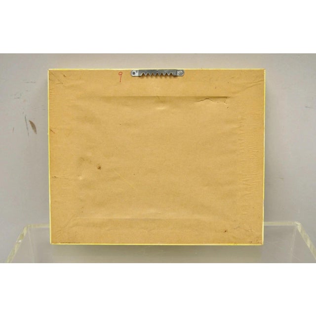 Yellow Late 20th Century Daniel Belliard Enamel on Copper Small Framed Painting Yellow Countryside For Sale - Image 8 of 10