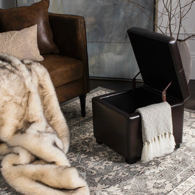Square Ottoman in Brown & Black For Sale - Image 9 of 10