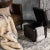 Square Ottoman in Brown & Black For Sale - Image 9 of 10