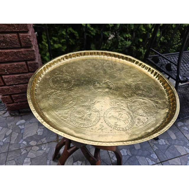 Wooden Coffee Table with Brass Top, 1960s-1980s For Sale - Image 4 of 10