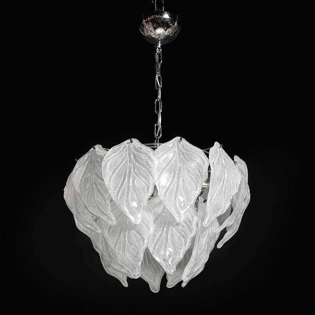 Mid-Century Hand-Blown Leaf Form Mottled Murano Glass Chandelier by Mazzega For Sale - Image 9 of 17