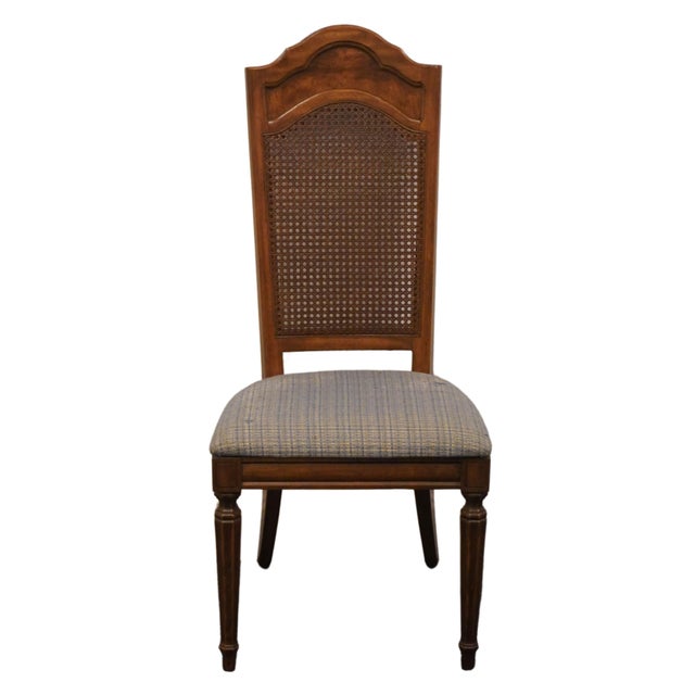 Italian Thomasville Furniture Romano Collection Walnut Italian Provincial Cane Back Dining Side Chair 4921-861-862 For Sale - Image 3 of 11