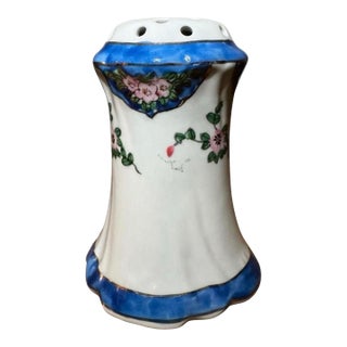 Antique Hand-Painted Porcelain Floral Hatpin Holder For Sale