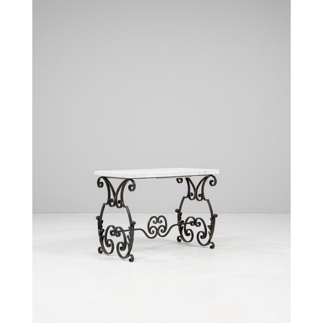 1950s French Cast Iron Side Table With Marble Top For Sale - Image 18 of 18