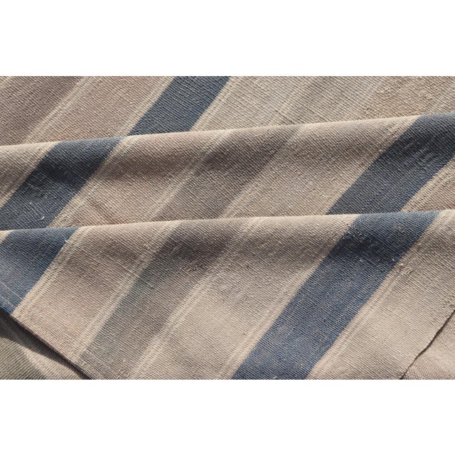 Vintage Turkish Gallery Kilim With Soft Neutral Stripes in Blue and Sand For Sale - Image 11 of 12