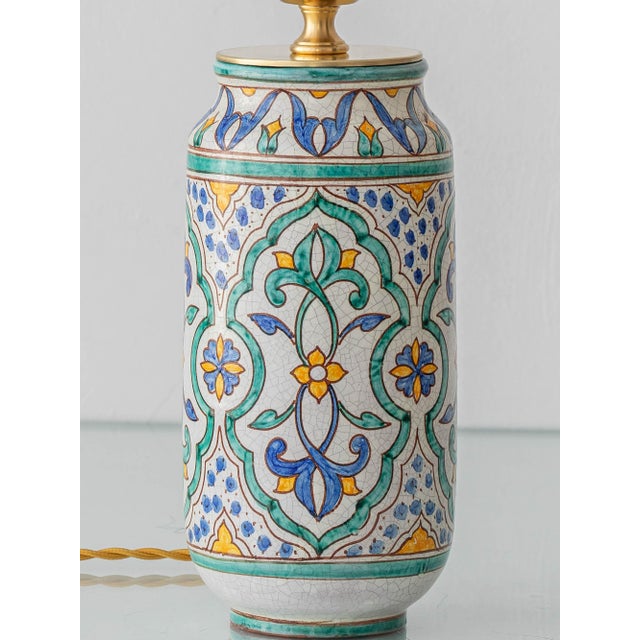 Spanish Moorish Hand-Painted Ceramic Table Lamp For Sale - Image 4 of 17