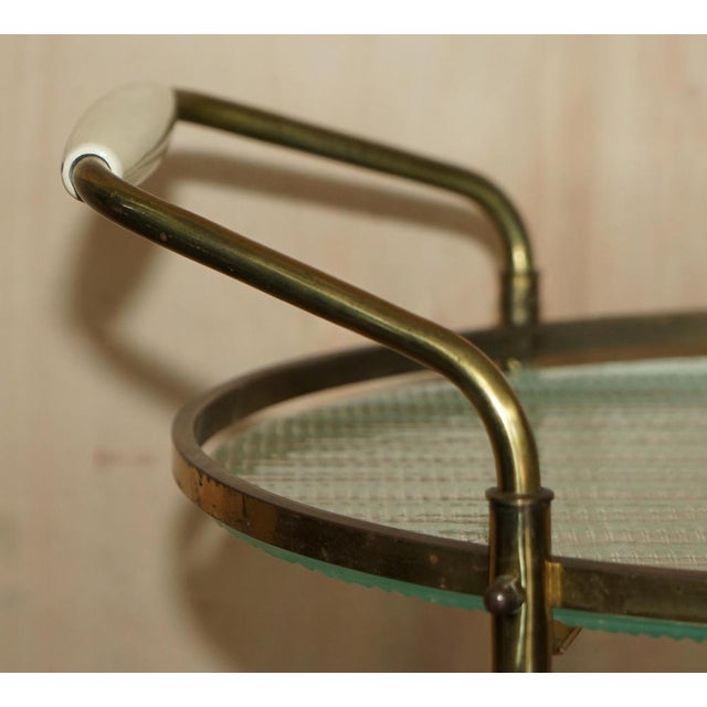 Art Deco Frosted Glass & Polished Brass Drinks Trolley, 1920s For Sale - Image 4 of 15