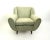 Made in Italy, 1950s. They feature a wooden structure, which is padded and upholstered in light green fabric. These...