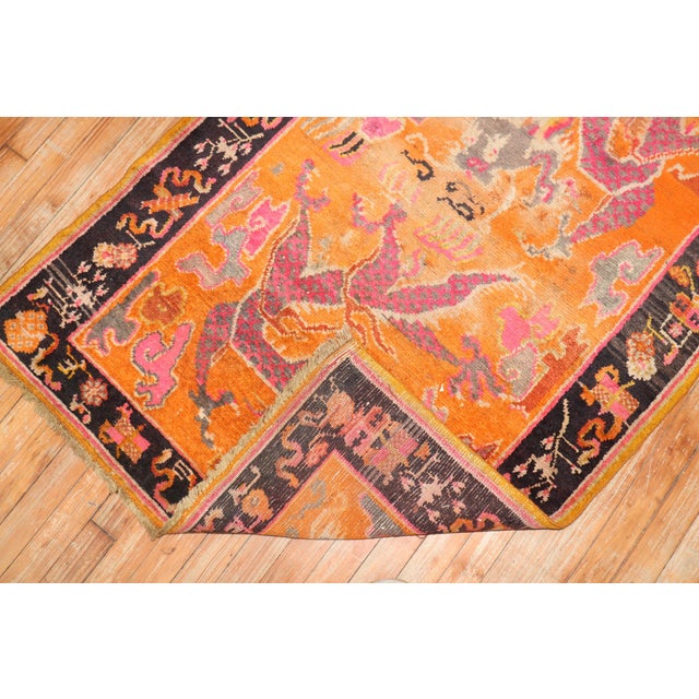 Orange Orange Dragon Vintage Tibetan Rug - 3'4" x 5'7" For Sale - Image 8 of 9