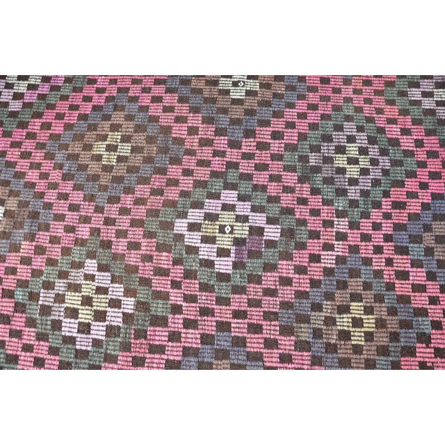 Textile 1960s Oversize Handmade Oushak Turkish Kilim Rug For Sale - Image 7 of 11