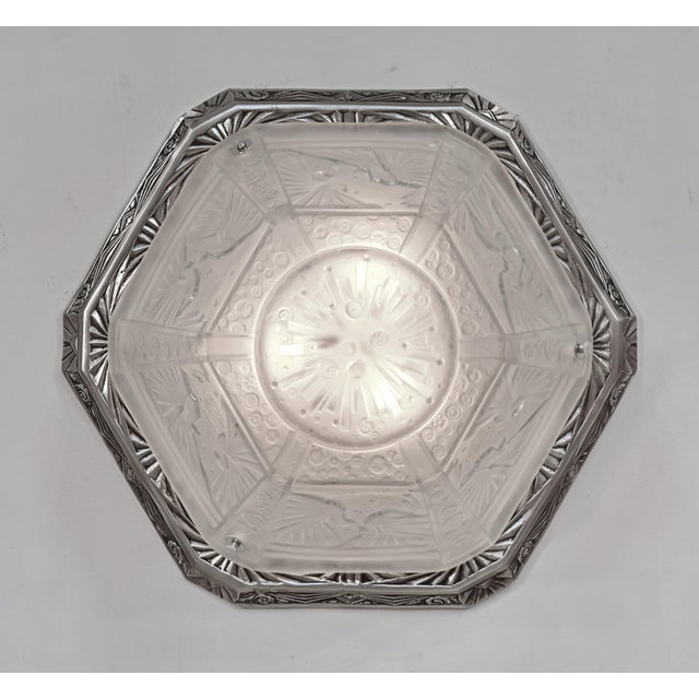 Metal 1930s French Art Deco Flush Mount by Muller Freres France - 2 Available For Sale - Image 7 of 14