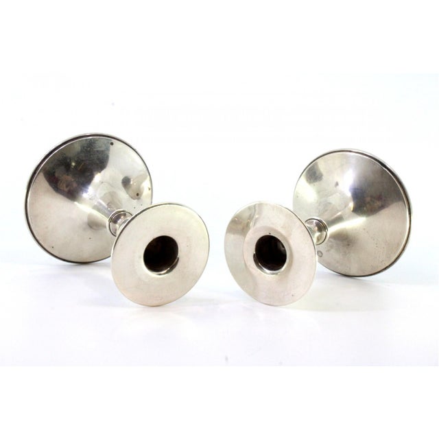 Low Candlesticks in Silver, Set of 2 For Sale - Image 4 of 7