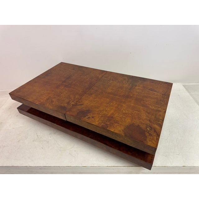 Brown Lacquered Goatskin Sliding Coffee Table, Italy, 1970s For Sale - Image 15 of 18