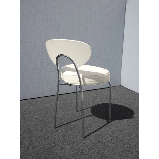 Vintage Mid Century Modern White Chrome Side Chair Vanity Chair For Sale - Image 10 of 11
