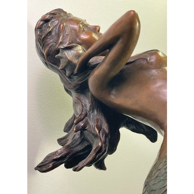 2010s Large Bronze Mermaid Sculpture Nautical Art Statue For Sale - Image 5 of 12