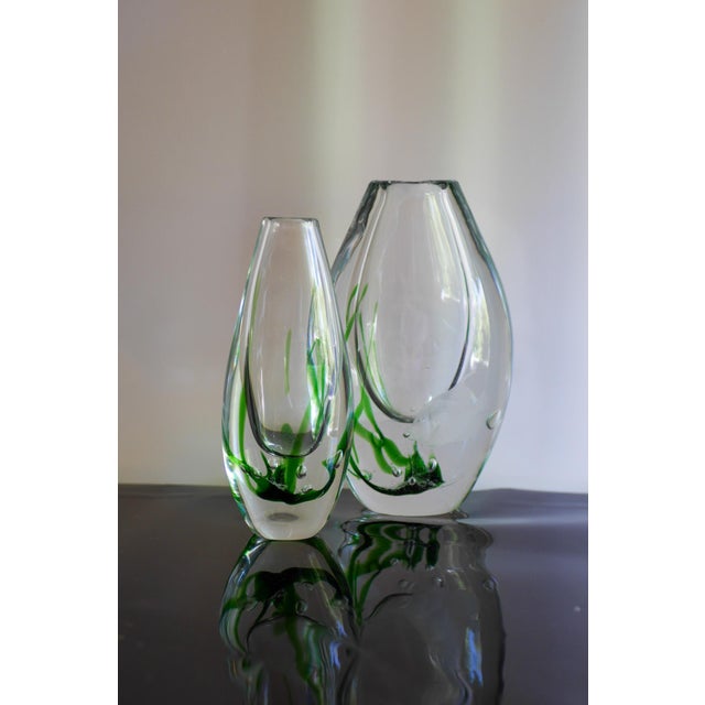 Vicke Lindstrand Seaweed & Fish Vases by V. L. Kosta, Set of 2 For Sale - Image 4 of 16