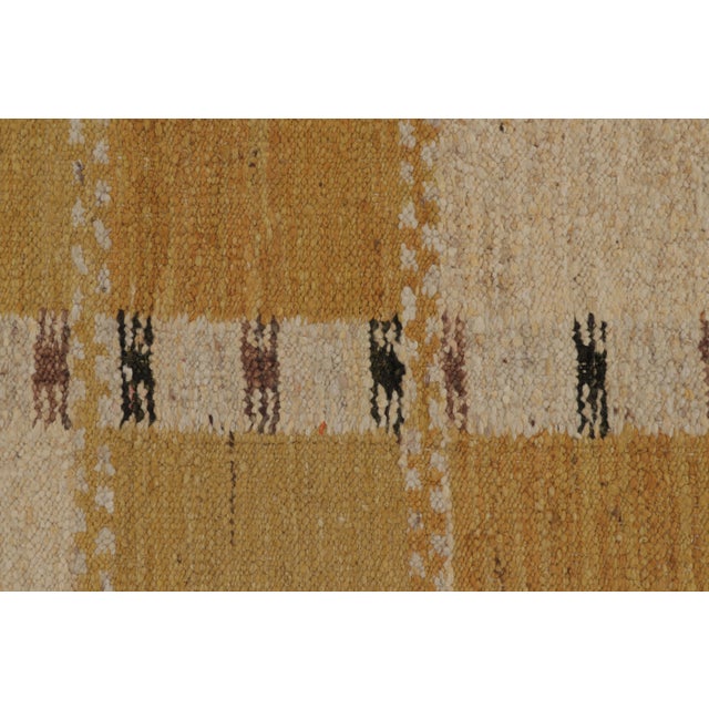 Rug & Kilim’s Scandinavian-Inspired Rug in Mustard & Cream Geometric Patterns For Sale In New York - Image 6 of 8