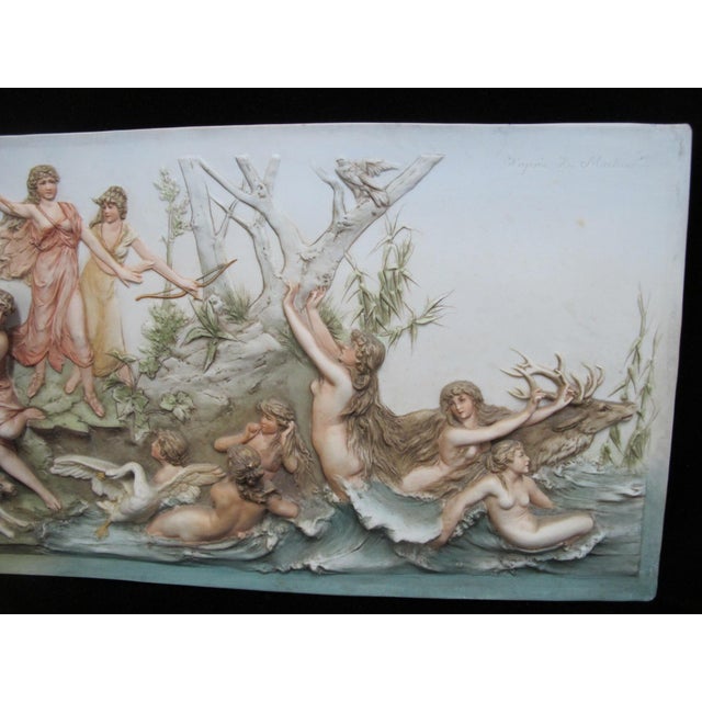 Victorian Hunt of Diana Karl Ens Volkstedt German Bisque Wall Plaque After Hans Makart For Sale - Image 3 of 12