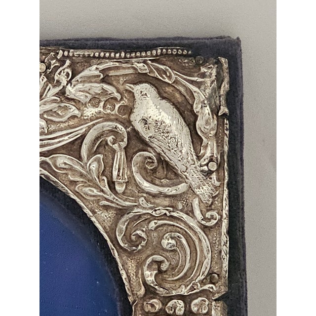 Art Nouveau Sterling Silver Repoussé Frame With Rare Bird Motifs — Birmingham 1905 For Sale - Image 14 of 17