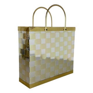 Hollywood Regency Bicolor Magazine Holder in the style of Paul Evans, Italy, 1970s For Sale