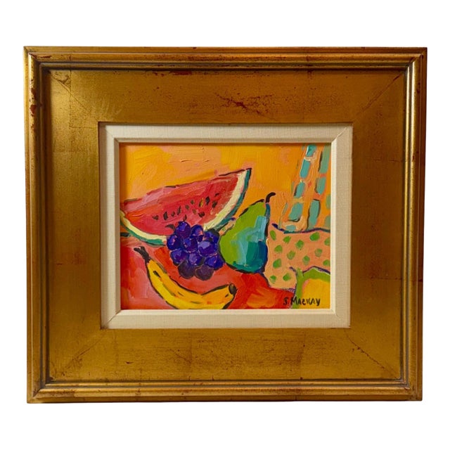 Late 20th Century S. Maekay Still Life With Fruit Oil on Canvas Painting For Sale