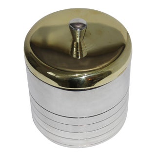 Christofle Lidded Ice Bucket Silver Plate & Brass For Sale