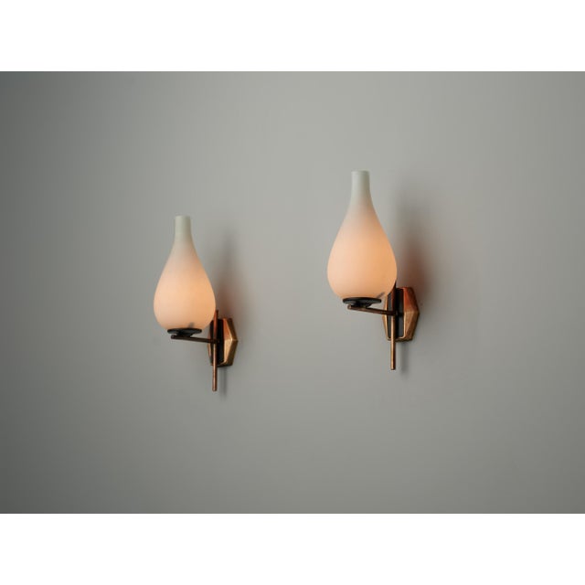 Black Mid-Century Modern Italian Wall Sconces, 1950s, Set of 2 For Sale - Image 8 of 9