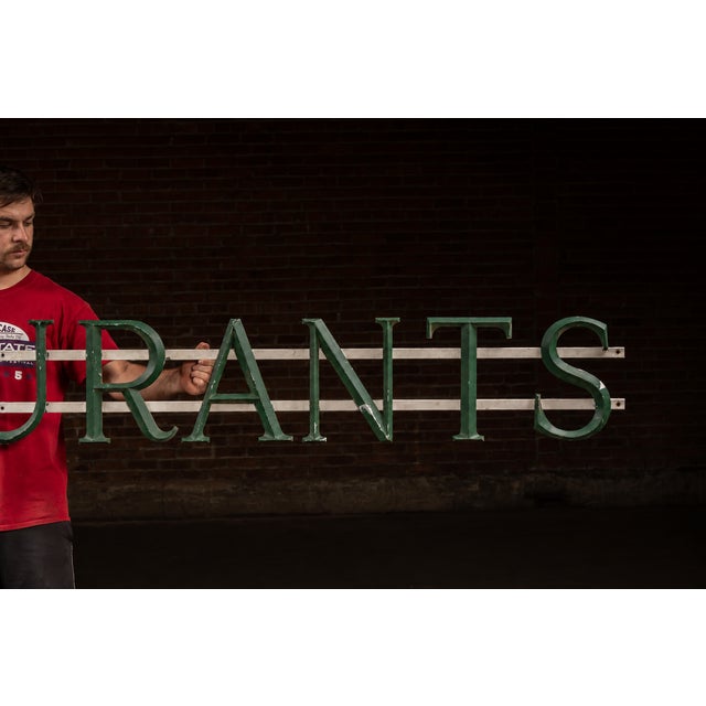 American Vintage "Restaurants" Painted Aluminum Lettering Sign For Sale - Image 3 of 10
