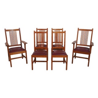 Set of 6 Stickley Cherry Mission Dining Chairs For Sale