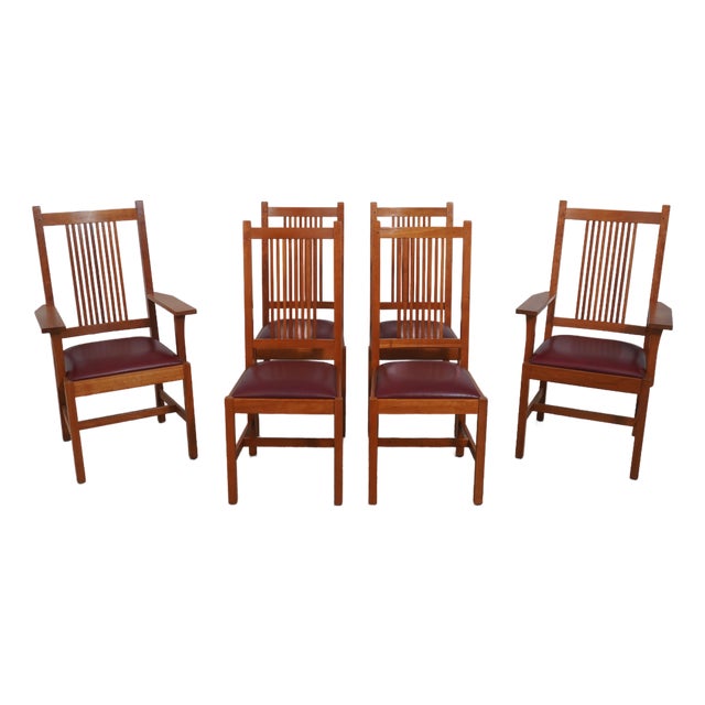 Set of 6 Stickley Cherry Mission Dining Chairs For Sale