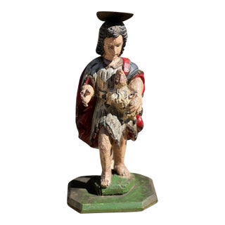 Antique Wooden Saint Statue Santos For Sale